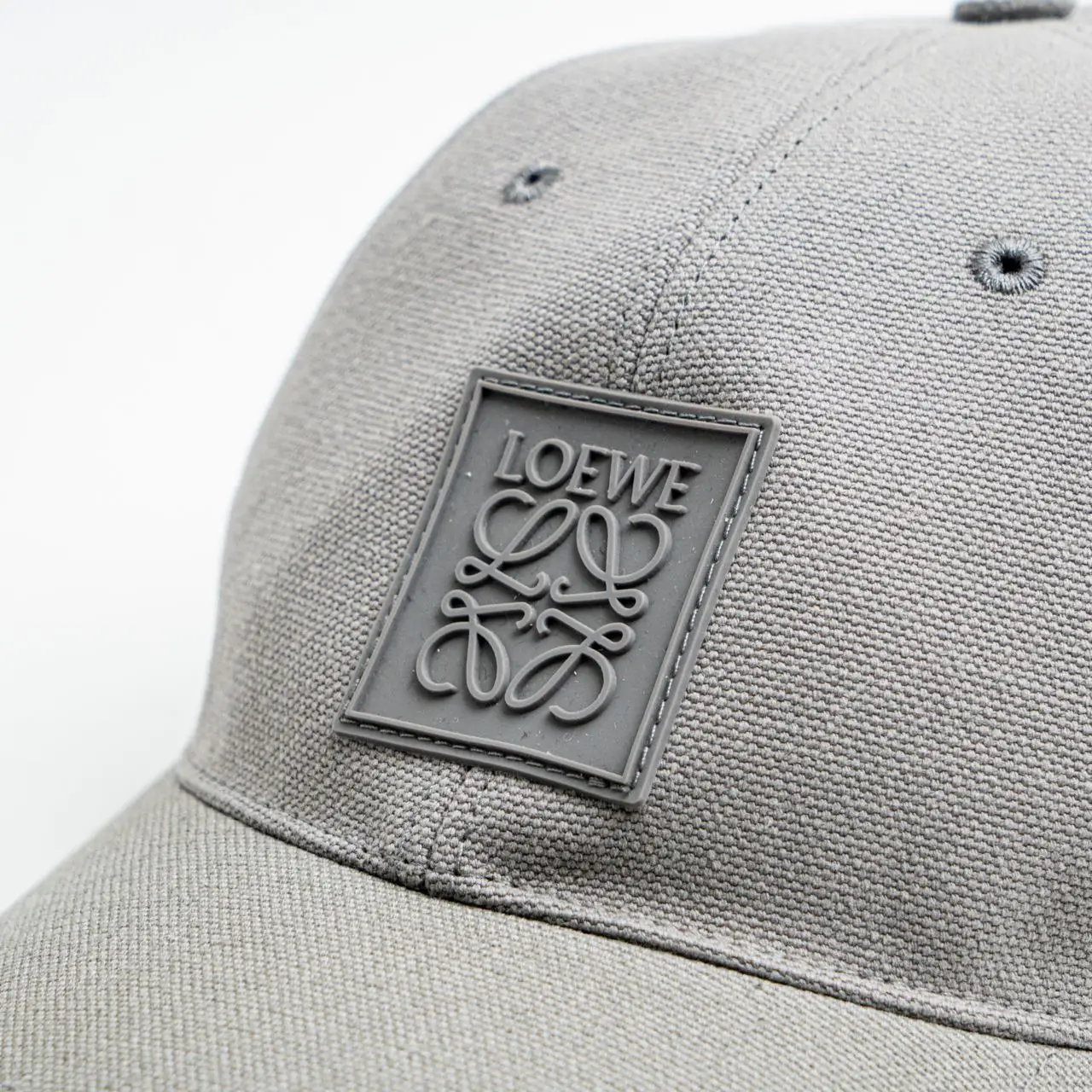 Loewe Logo Patch Baseball Cap in Canvas Pearl Grey – voilà.id