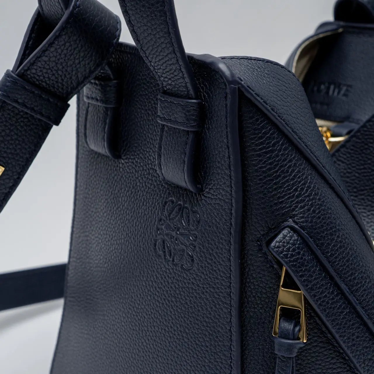 Loewe Compact Hammock Bag in Soft Grained Calfskin Deep Navy