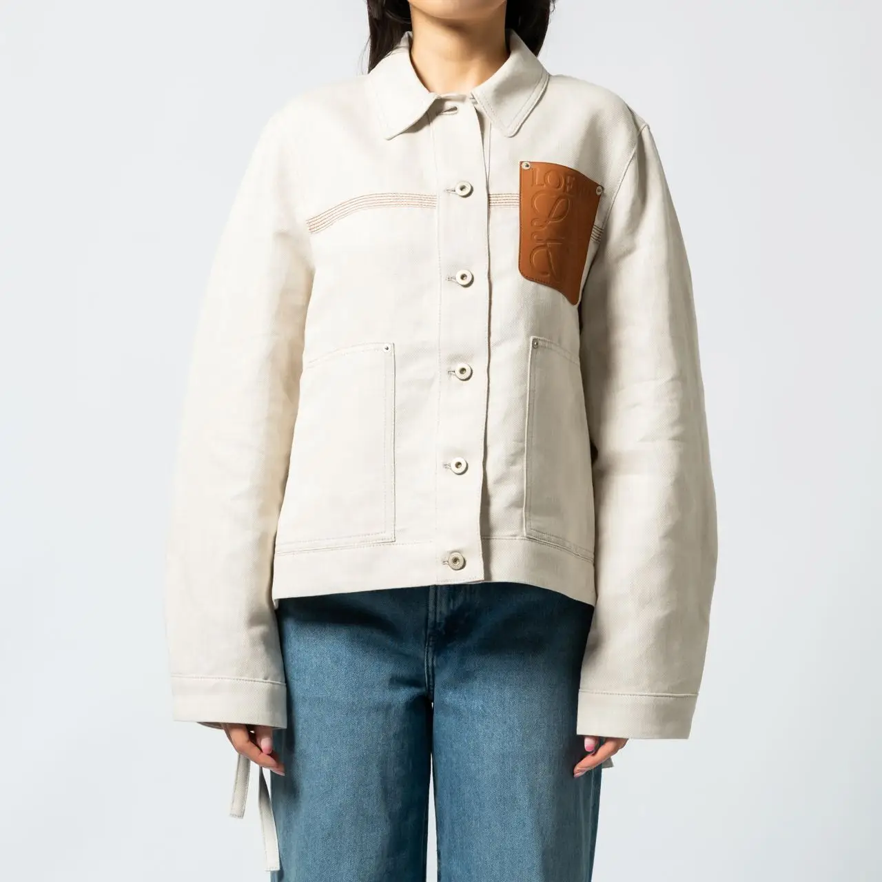 【LOEWE】 Anagram cotton and linen jacket Anagram cotton and linen jacket in white - Loewe | Mytheresa