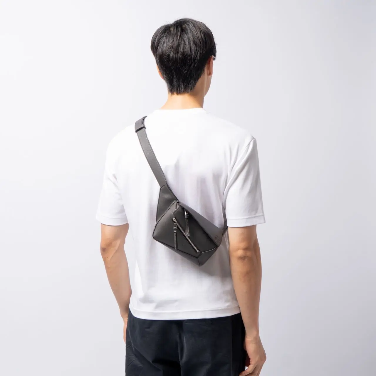Loewe Mini Puzzle Bumbag in Classic Calfskin Dark Grey
