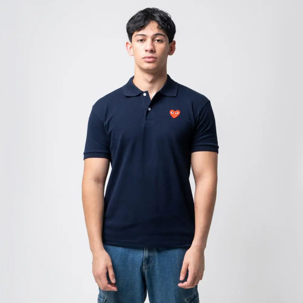 PLAY COMME DES GARÇONS NAVY POLO Czarny Wełniane polo Comme des Garçons Play - Vitkac Polska