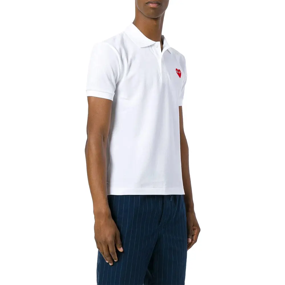 Comme Des Garcons Play Heart-Patch Polo Shirt White Man