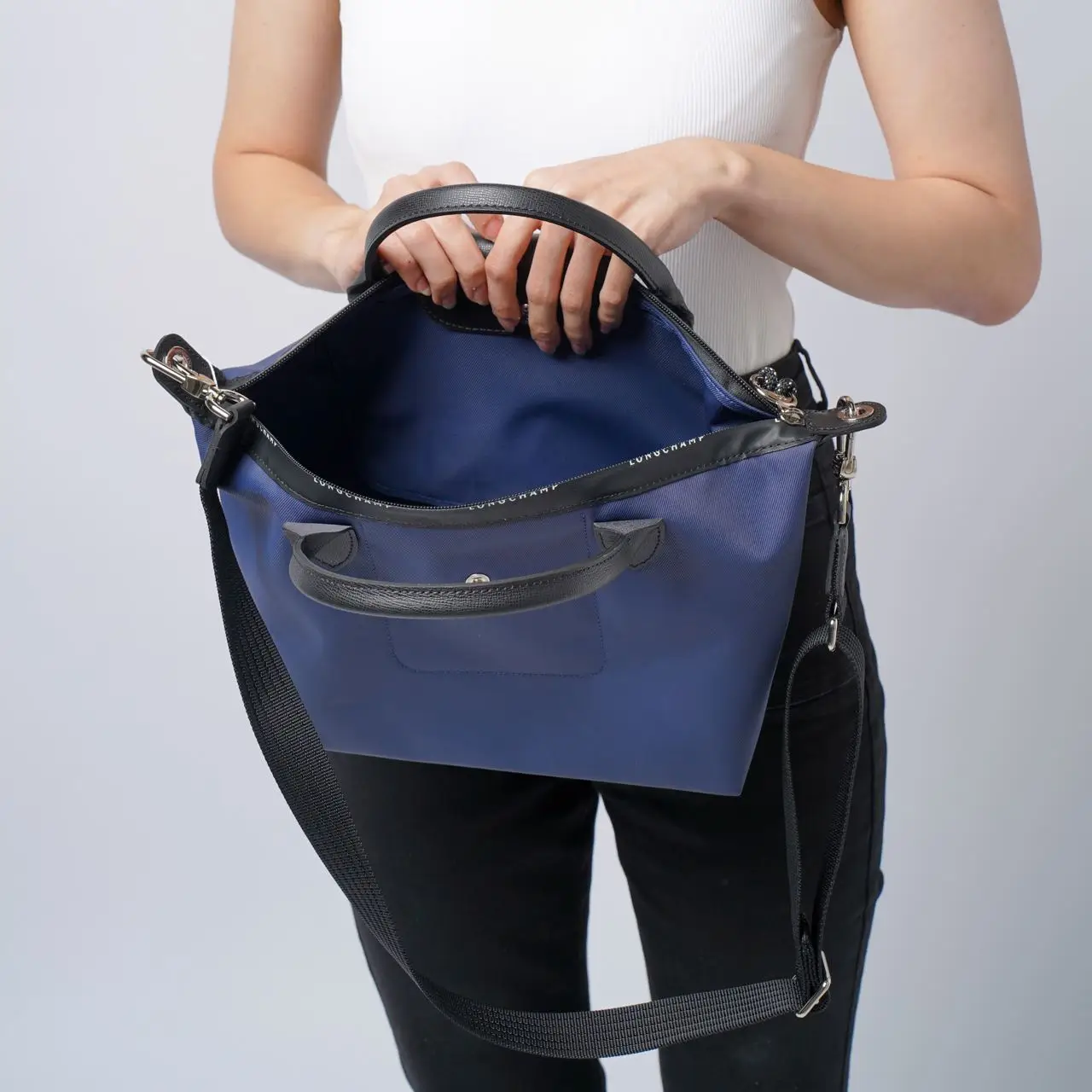 Longchamp le pliage navy blue best sale