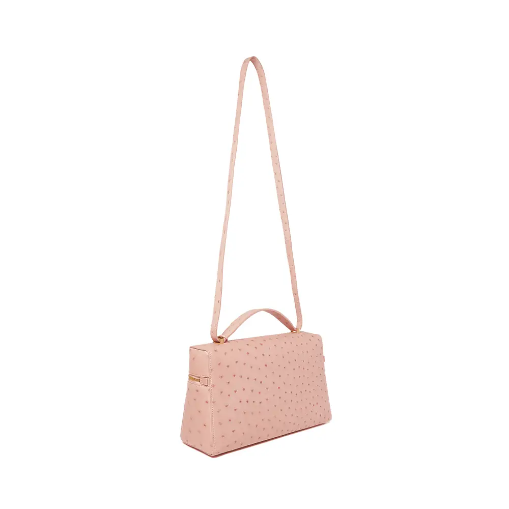 Loro Piana L27 Extra Pocket Ostrich Leather Sad Pink Ghw