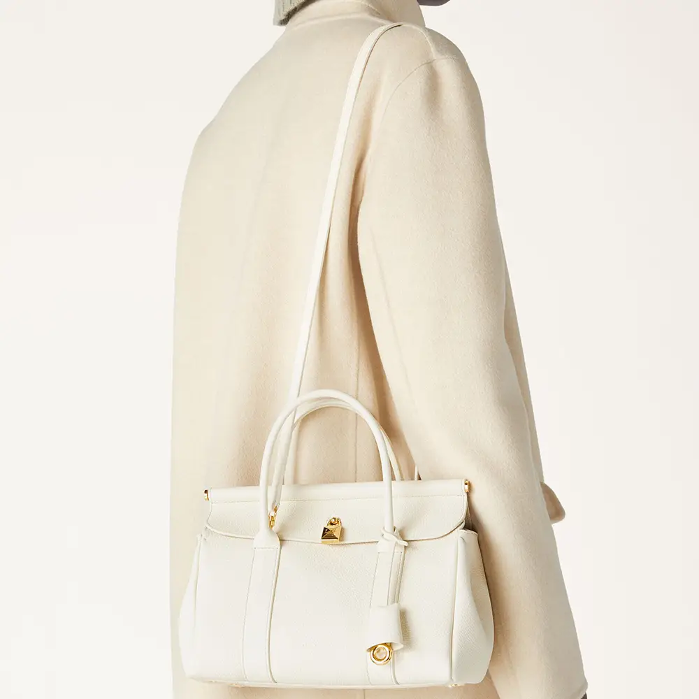 Loro Piana Loom L25 Grained Calfskin Handbag Whisper White Ghw