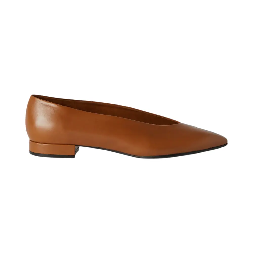 Loro Piana Rebecca Calfskin Ballerinas Saddle Brown – voilà.id