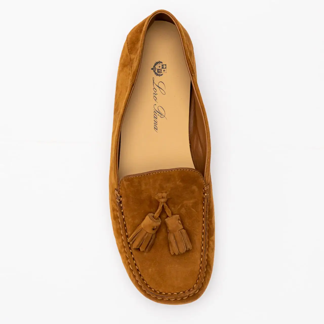 Loro Piana Dot Sole Loafers Suede Goatskin Leather Brown