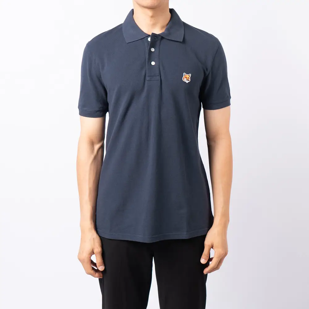 Maison Kitsuné Fox Head Patch Regular Polo Shirt Ink Blue