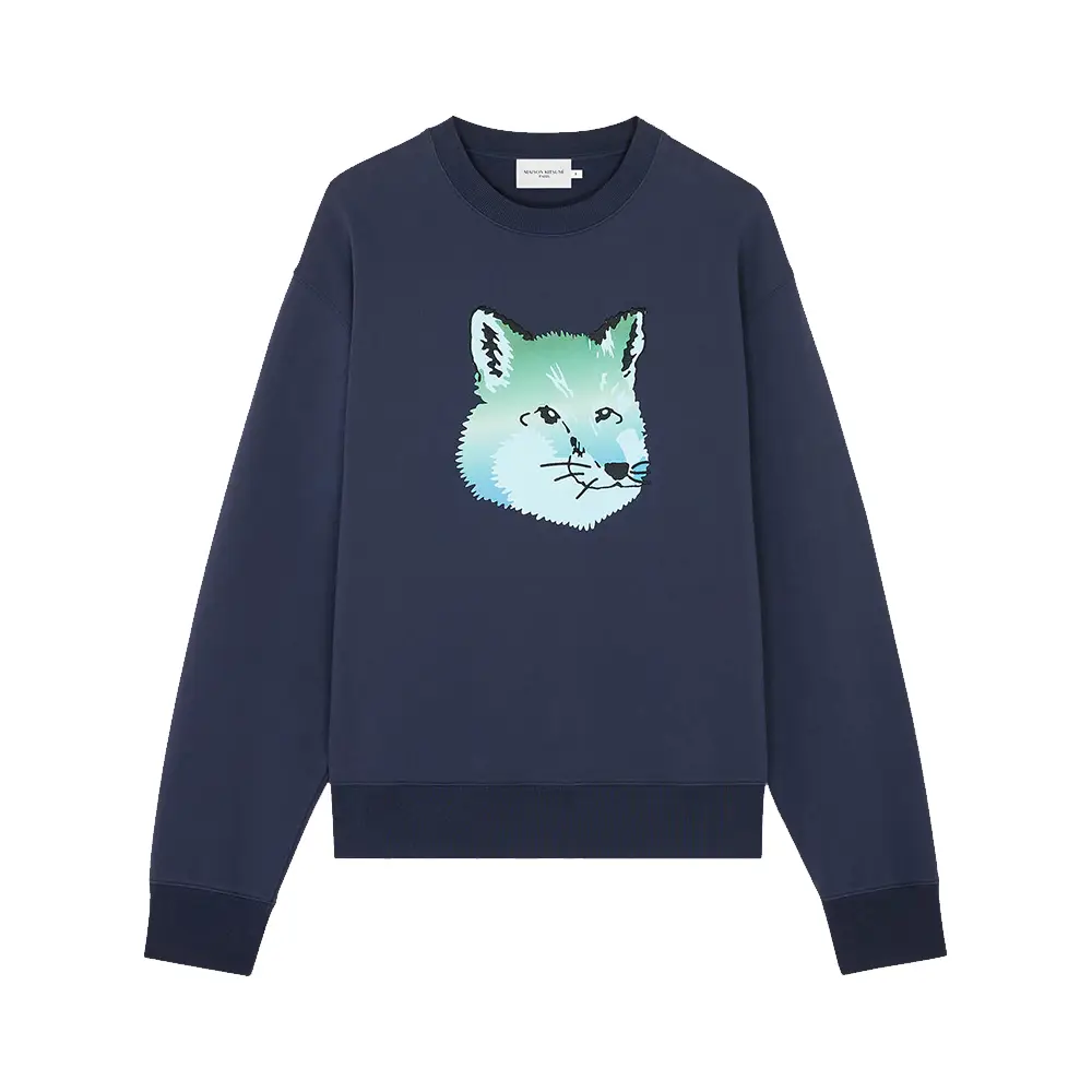 Maison Kitsune Vibrant Fox Head Relaxed Sweatshirt Navy