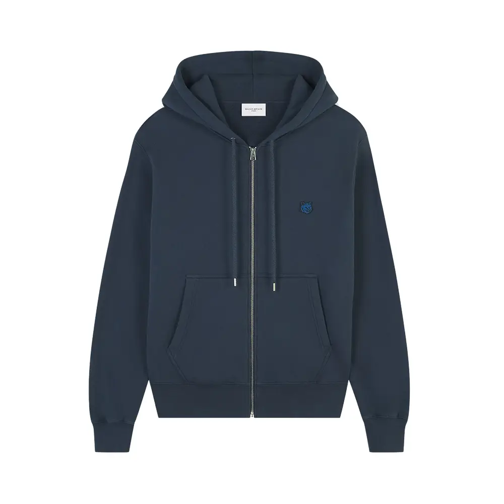 Maison Kitsunè Bold Fox Head Patch Comfort Zipped Hoodie Ink Maison Kitsunè Bold Fox Head Patch Comfort Zipped Hoodie Ink