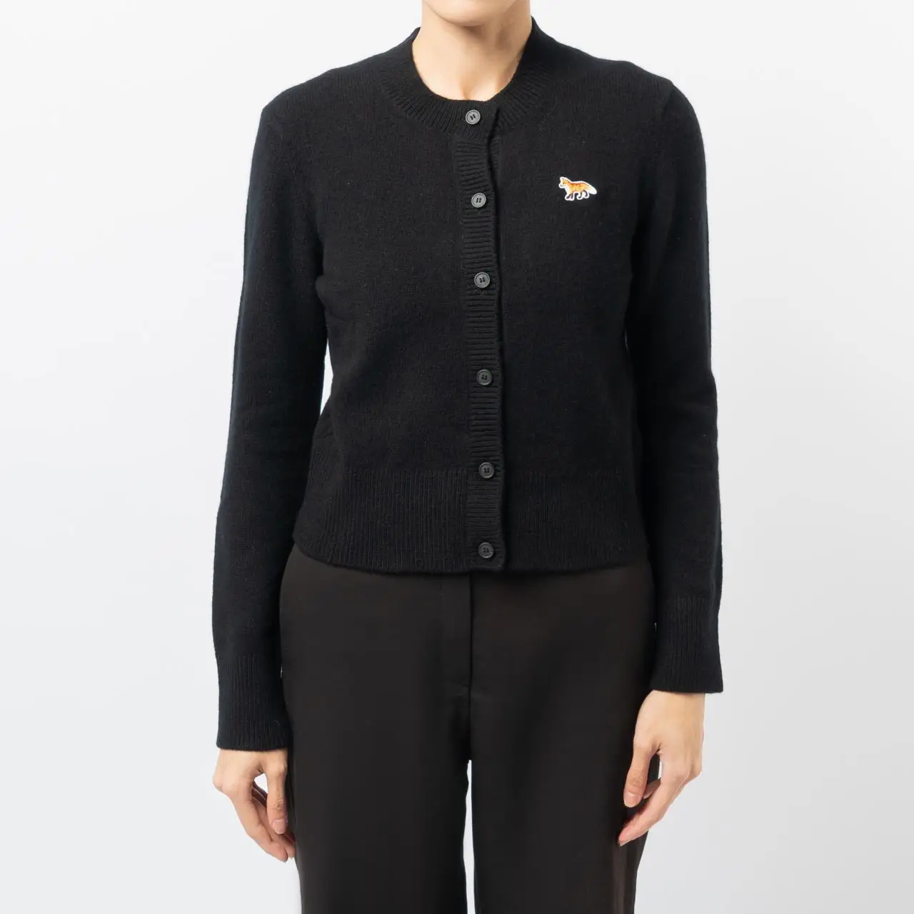 メゾンキツネ BABY FOX PATCH FITTED CARDIGAN Maison Kitsuné - Baby Fox Patch Fitted Cardigan | HBX