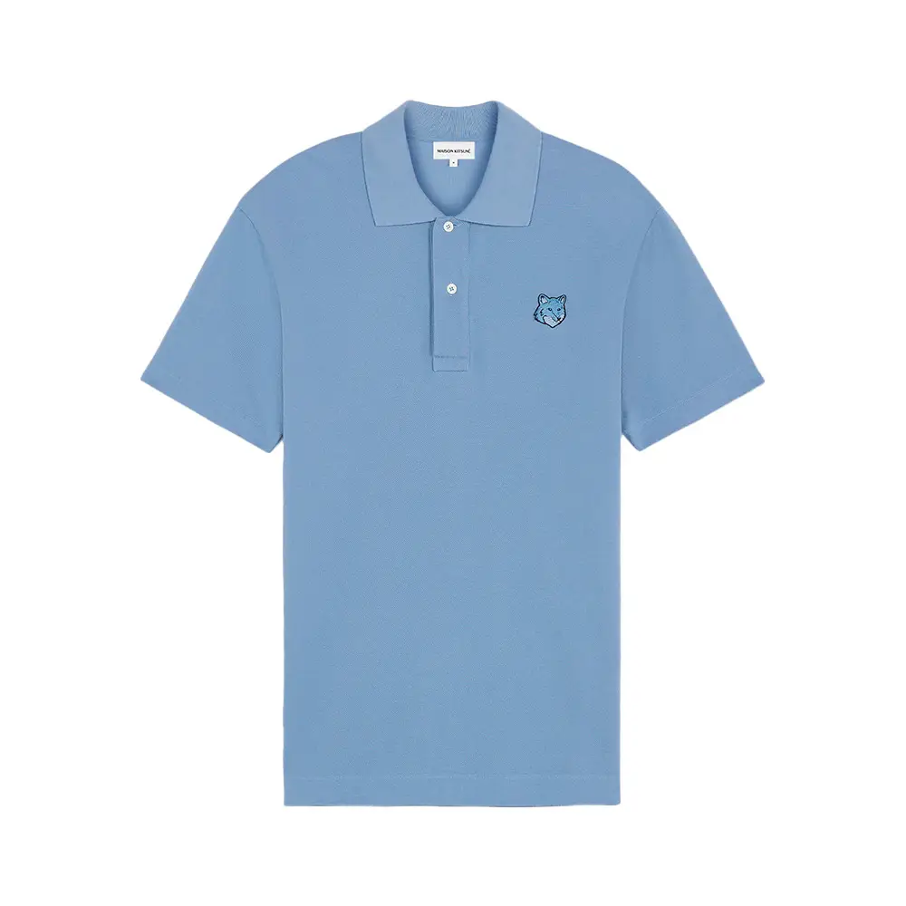 Maison Kitsunè Bold Fox Head Tonal Patch Polo Shirt Hampton Blue