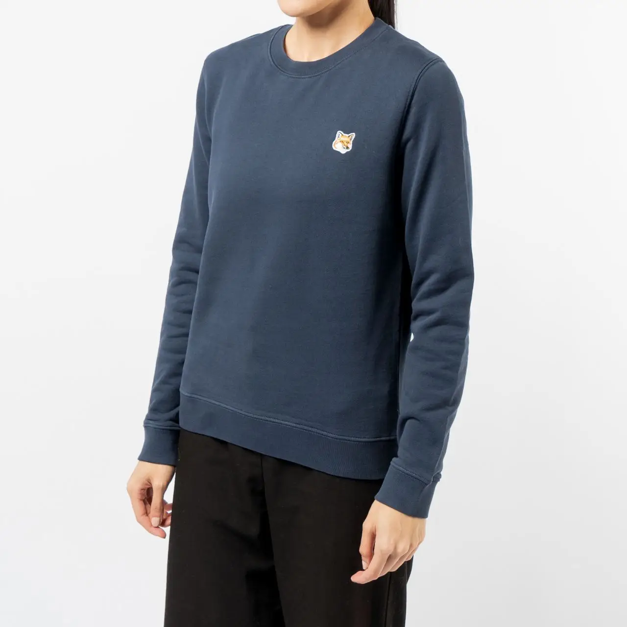 Maison Kitsunè Fox Head Patch Regular Sweatshirt Ink Blue Women