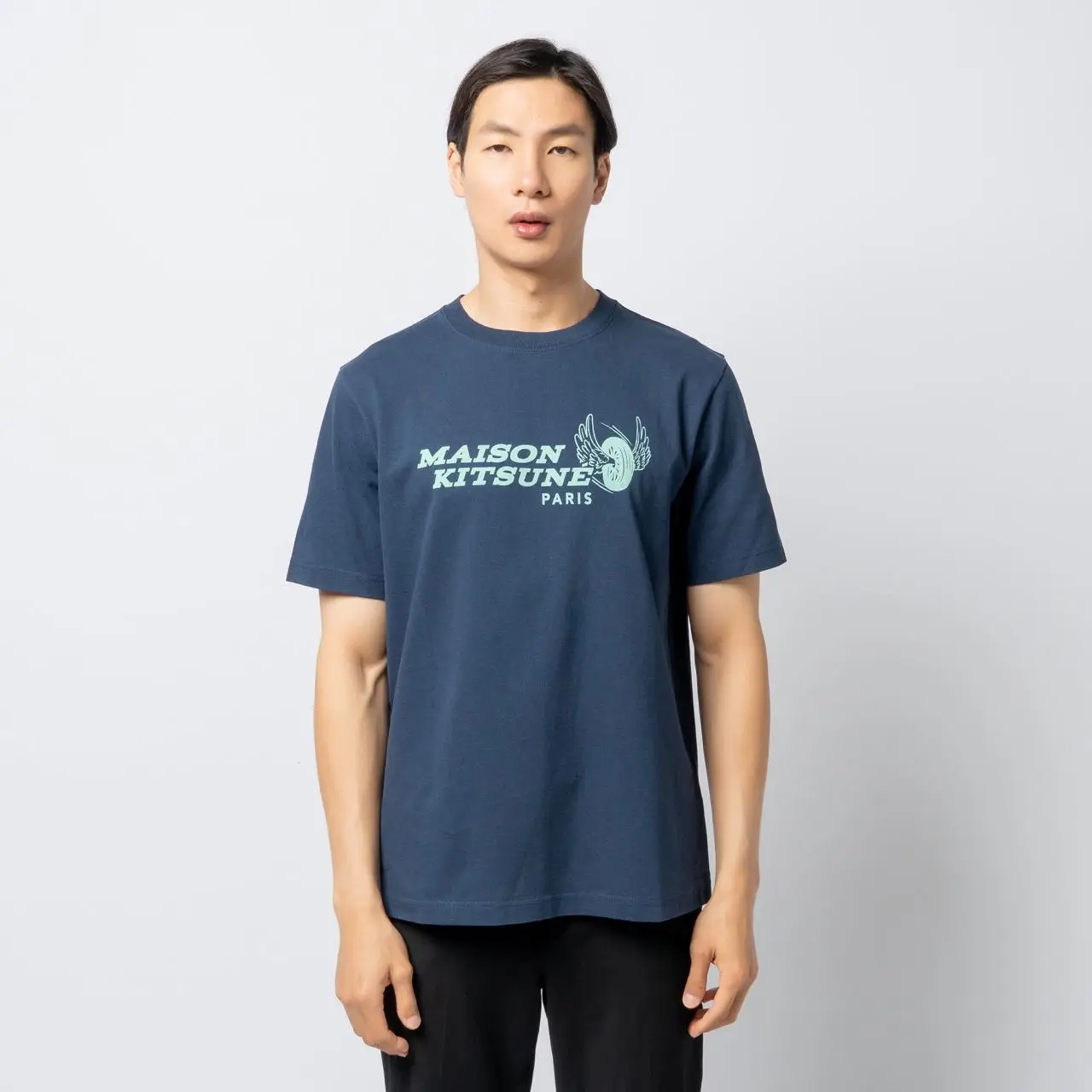 MAISON KITSUNE｜SHORT-SLEEVED ROUND NECK T-SHIRTS (RACIN Black MAISON KITSUNÉ Tricolor Fox Patch Classic Polo Shirt | SVD