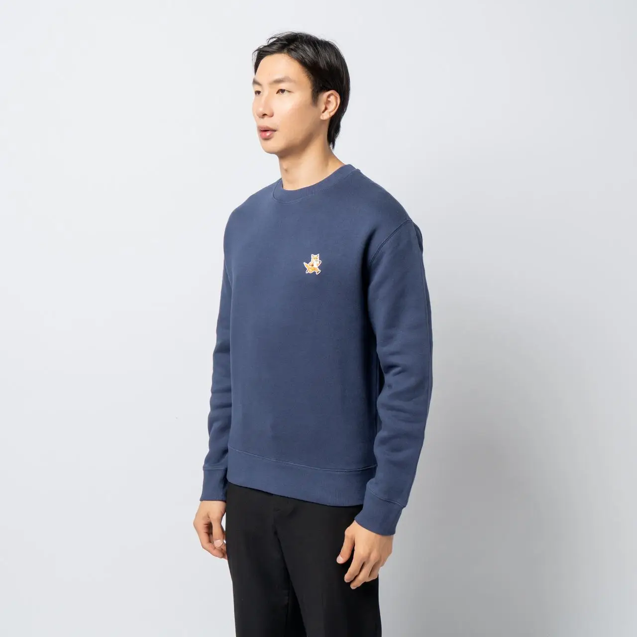 Maison Kitsunè Speedy Fox Patch Sweatshirt Ink Blue – voilà.id