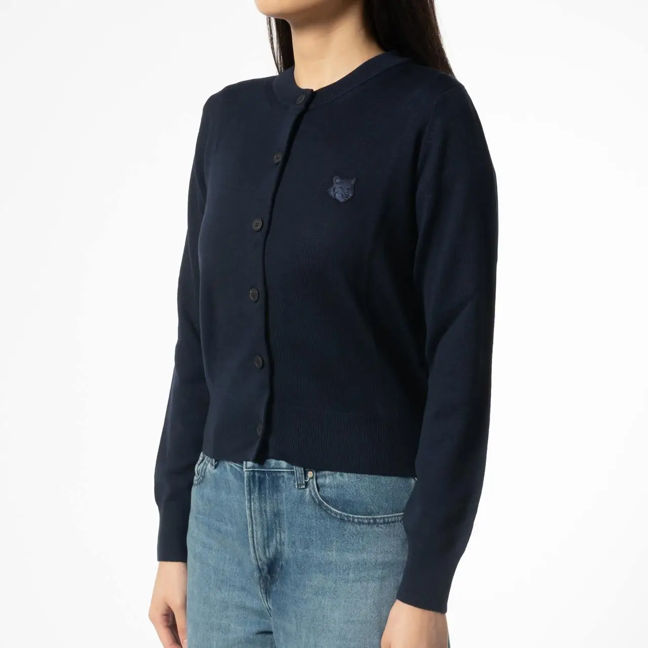 【COSYHARU】British overfit cardigan Maison Kitsunè Bold Fox Head Patch Regular Cardigan Navy