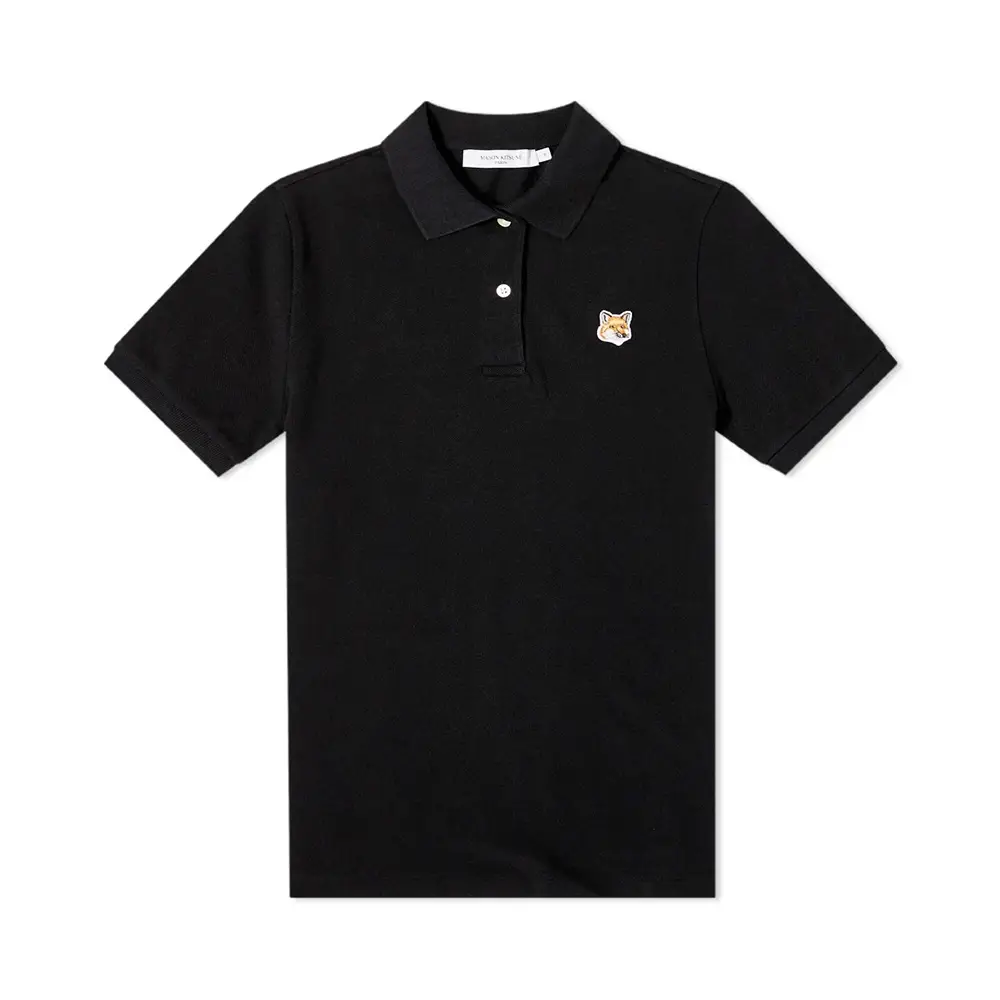 Maison Kitsune Fox Head Patch Classic Polo Black – voilà.id