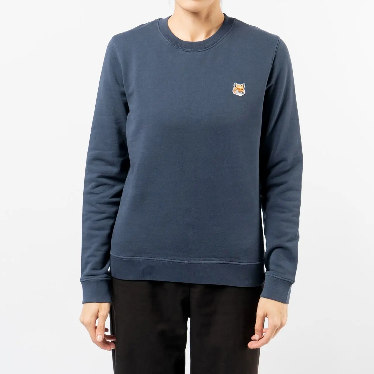 Maison Kitsunè Fox Head Patch Regular Sweatshirt Ink Blue Women