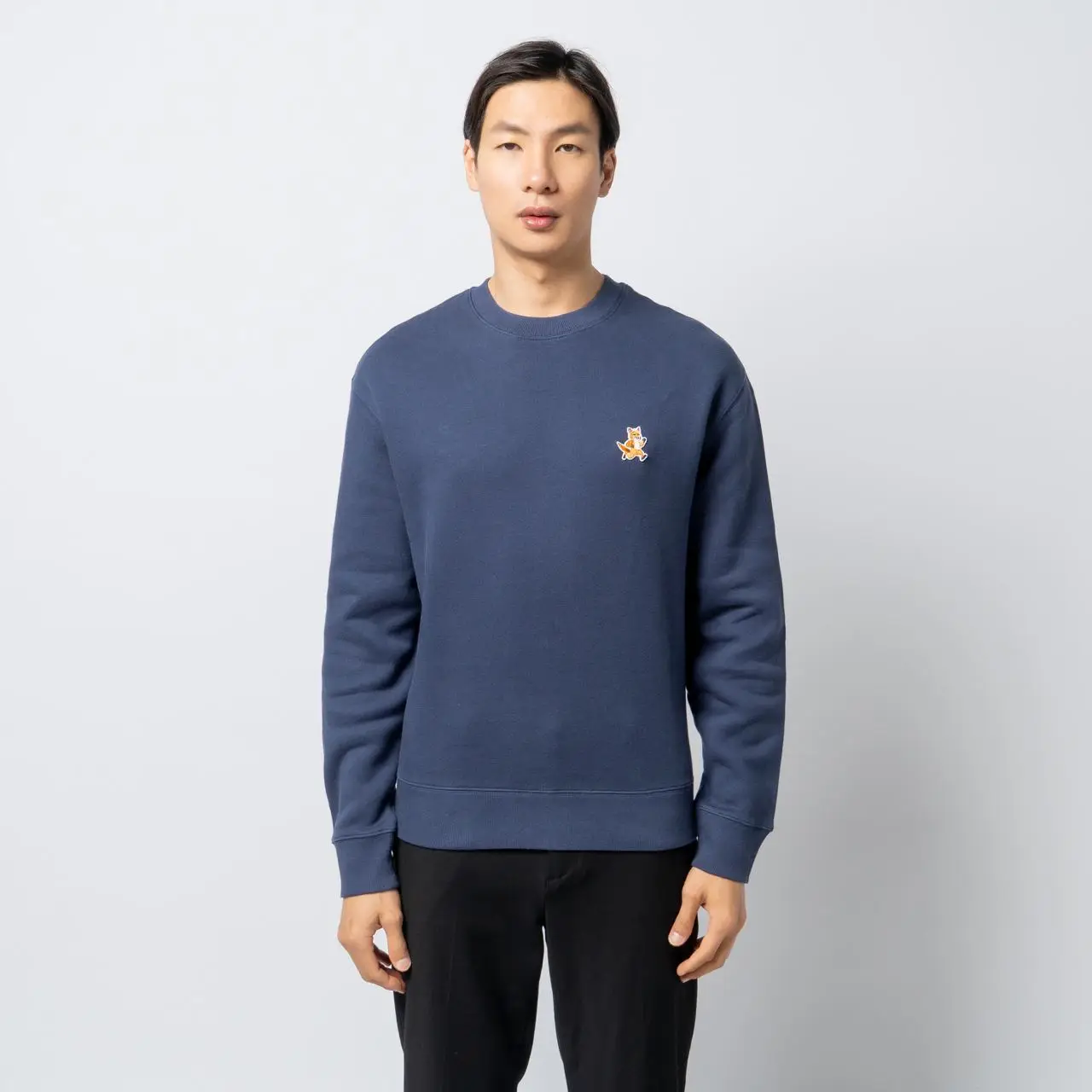 Maison Kitsunè Speedy Fox Patch Sweatshirt Ink Blue – voilà.id