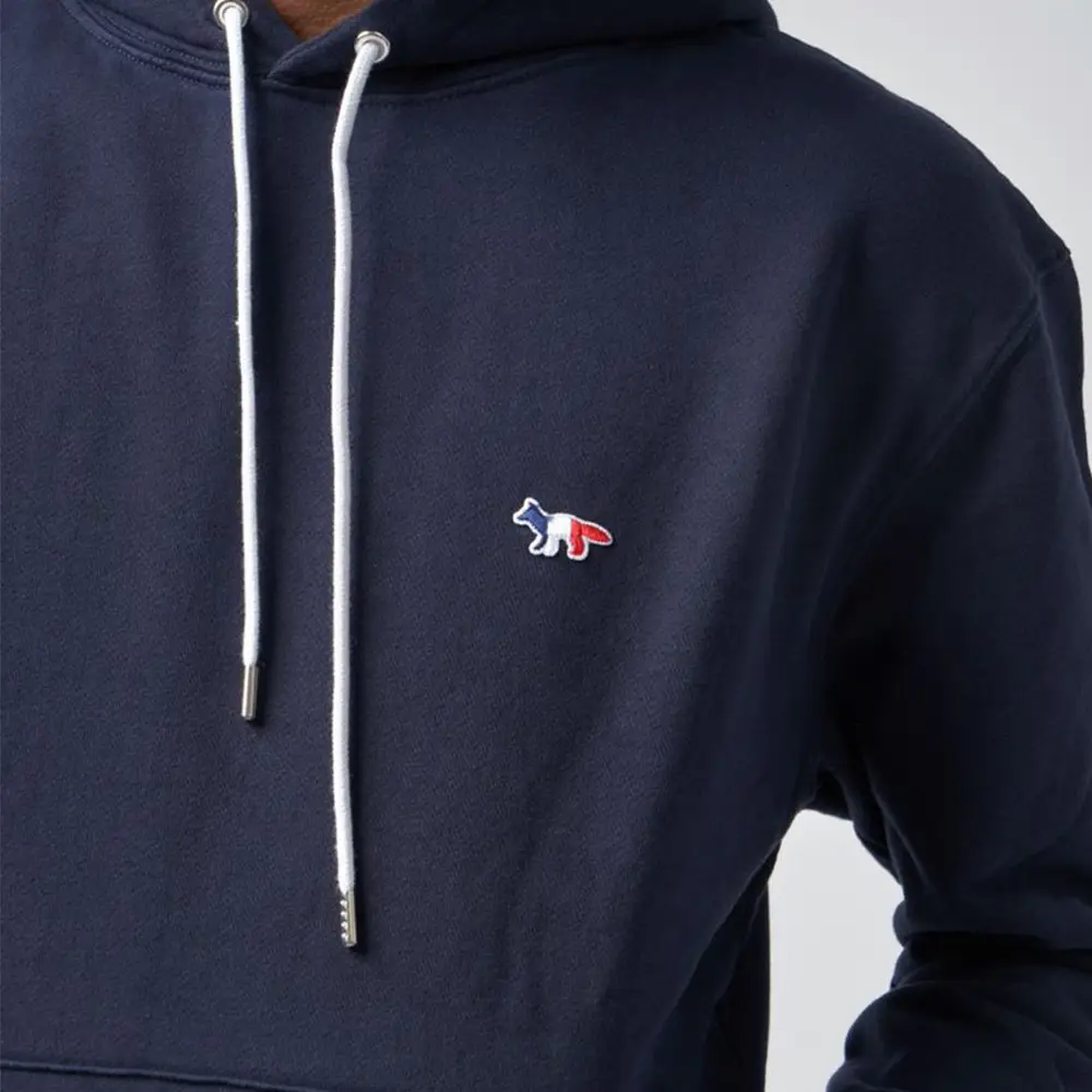 ★【MAISON KITSUNE】★Navy Fox Patch Classic Hoodi.e Black★ FOX HEAD PATCH REGULAR HOODIE | Maison Kitsuné