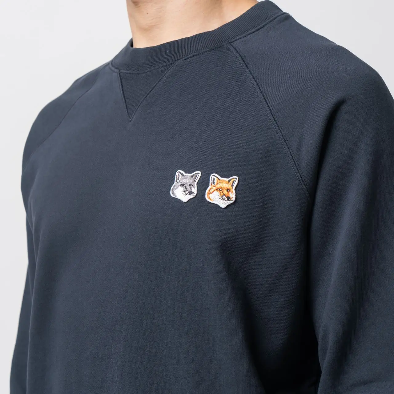 Maison Kitsune Double Fox Head Patch Sweatshirt Blue – voilà.id Maison Kitsune Double Fox Head Patch Sweatshirt Blue – voilà.id