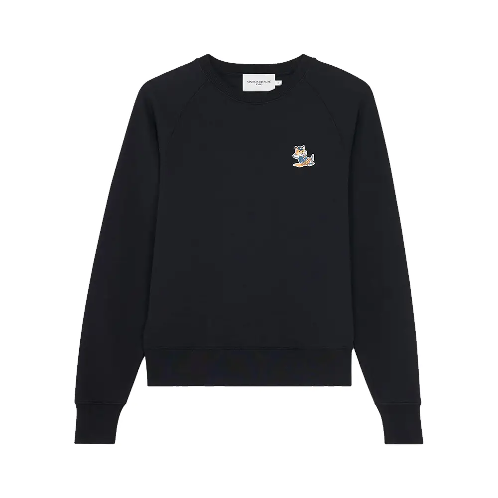 関税込★MAISON KITSUNE★Tricolor Fox Patch Sweatshirt Black TRICOLOR FOX PATCH CLEAN SWEATSHIRT | Maison Kitsuné