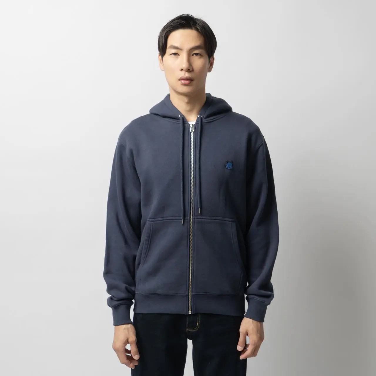 Maison Kitsunè Bold Fox Head Patch Comfort Zipped Hoodie Ink