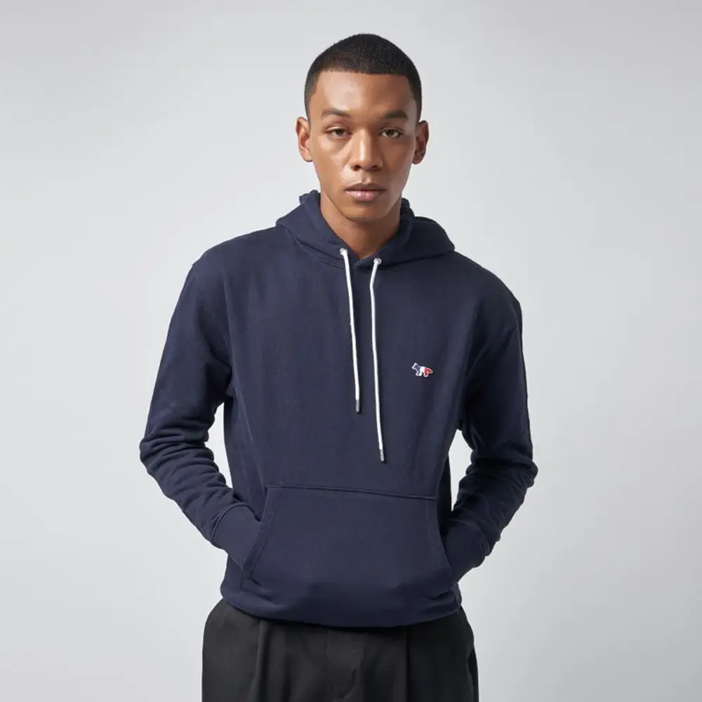 Maison Kitsune Tricolor Fox Patch Classic Hoodie Blue – voilà.id