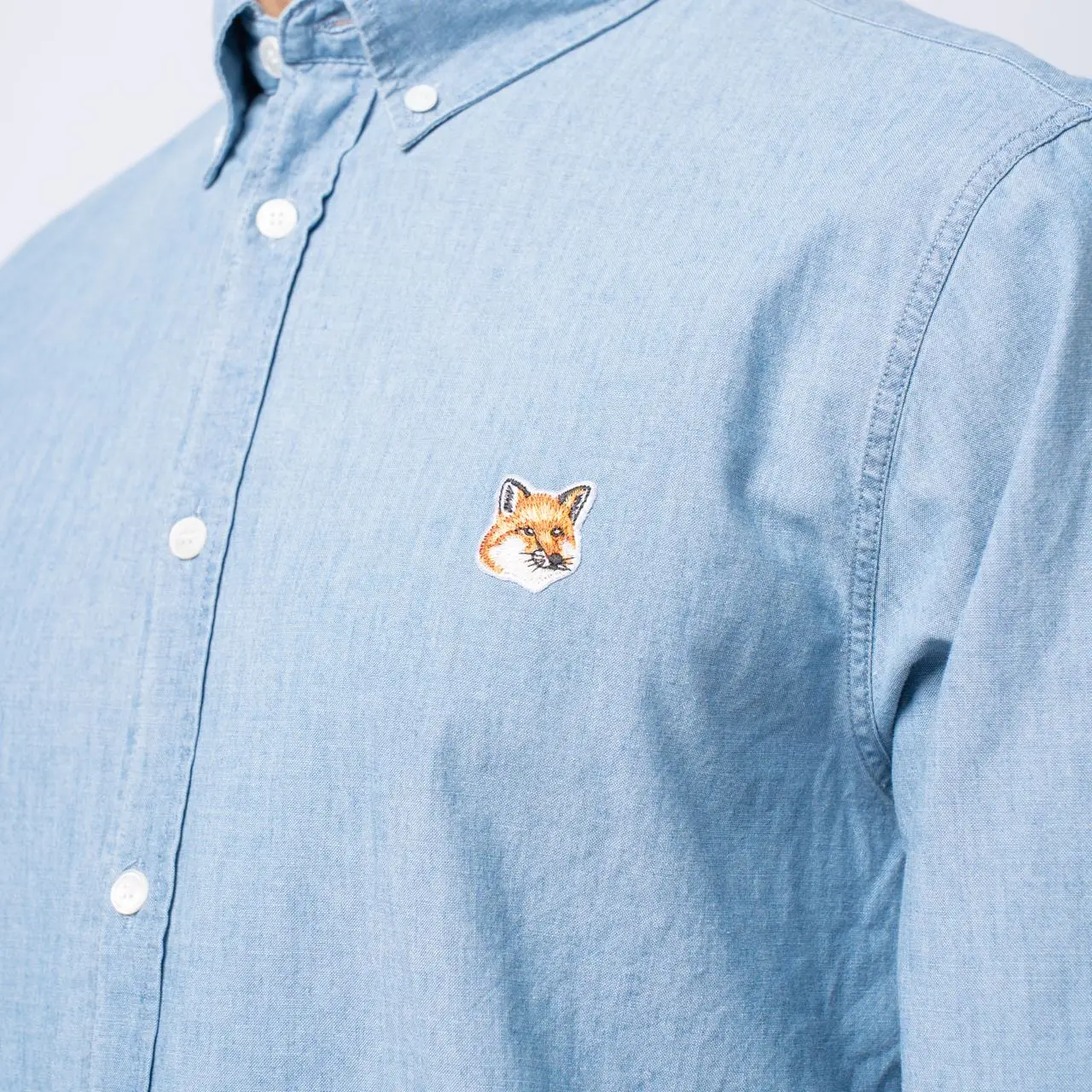Maison Kitsune Institutional Fox Head Patch in Chambray