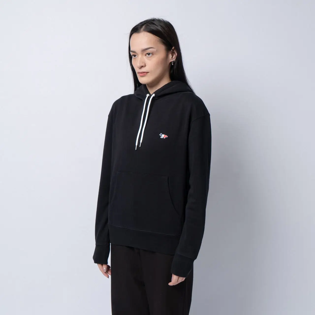 Maison Kitsune Tricolor Fox Patch Classic Hoodie Black