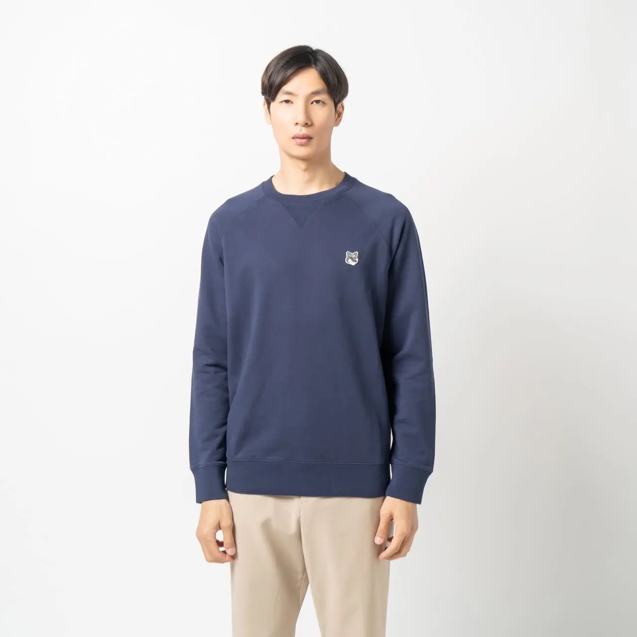 Maison Kitsunè Grey Fox Head Patch Classic Sweatshirt Navy