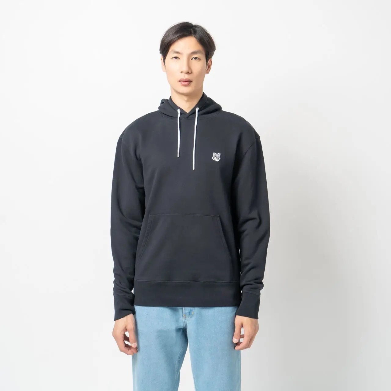 関税込★Maison Kitsune★Grey Fox Head Patch Classic Hoodie Maison Kitsune Grey Fox Head Patch Classic Hoodie Black