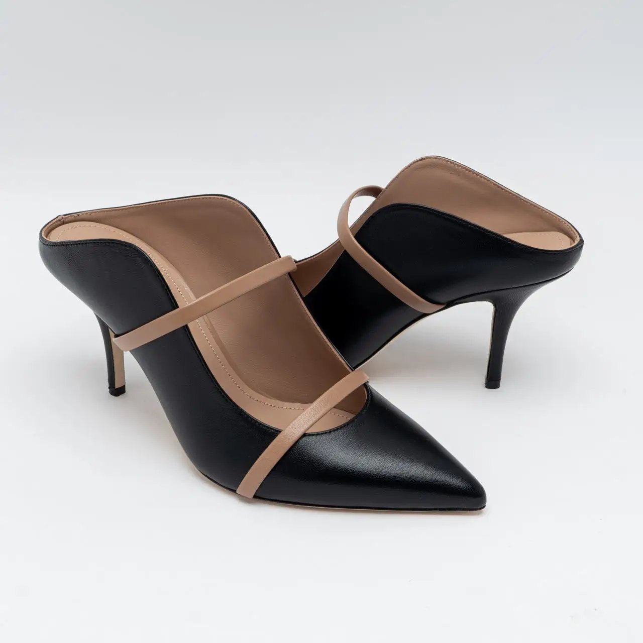 Malone Souliers Maureen 70 Leather Heels Black Nude – voilà.id