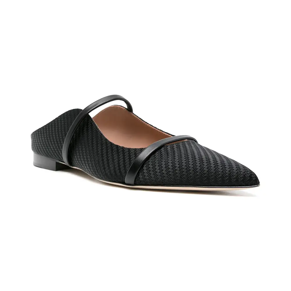 Malone Souliers 黒刺繍シューズ 43 Malone Souliers Maureen Jacquard Carbon Flats All Black – voilà.id