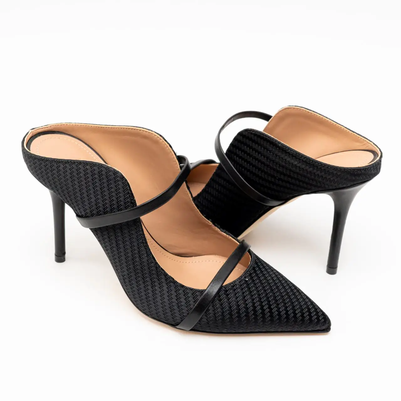 Malone Souliers Maureen 85 Jacquard Carbon Heels All Black