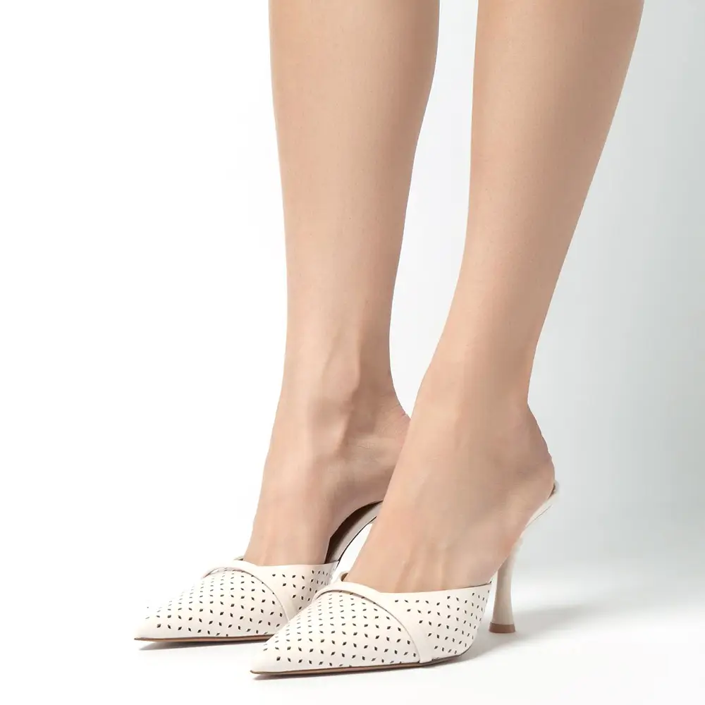 Malone Souliers Joella 90 Perforated Patent Pumps All Milk