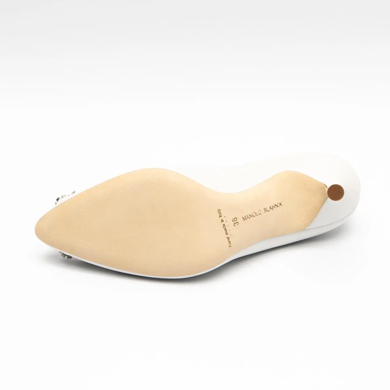 Manolo Blahnik Hangisi 90 Calf Leather Pumps with CLC Crystal