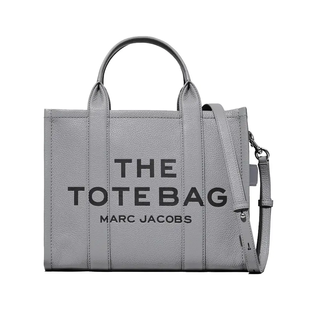 Marc Jacobs The Leather Medium Tote Bag Cement Grey – voilà.id