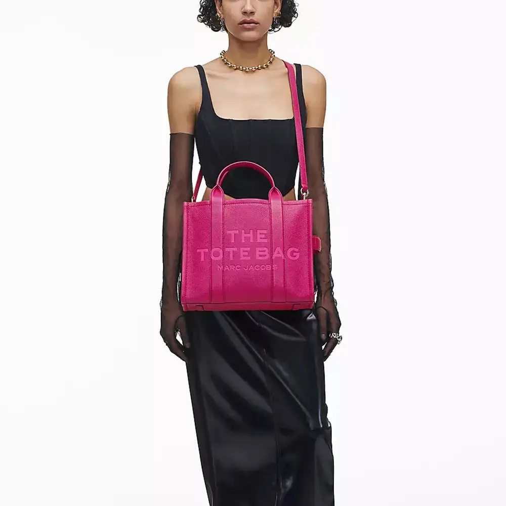Marc Jacobs The Leather Small Tote Bag Lipstick Pink – voilà.id