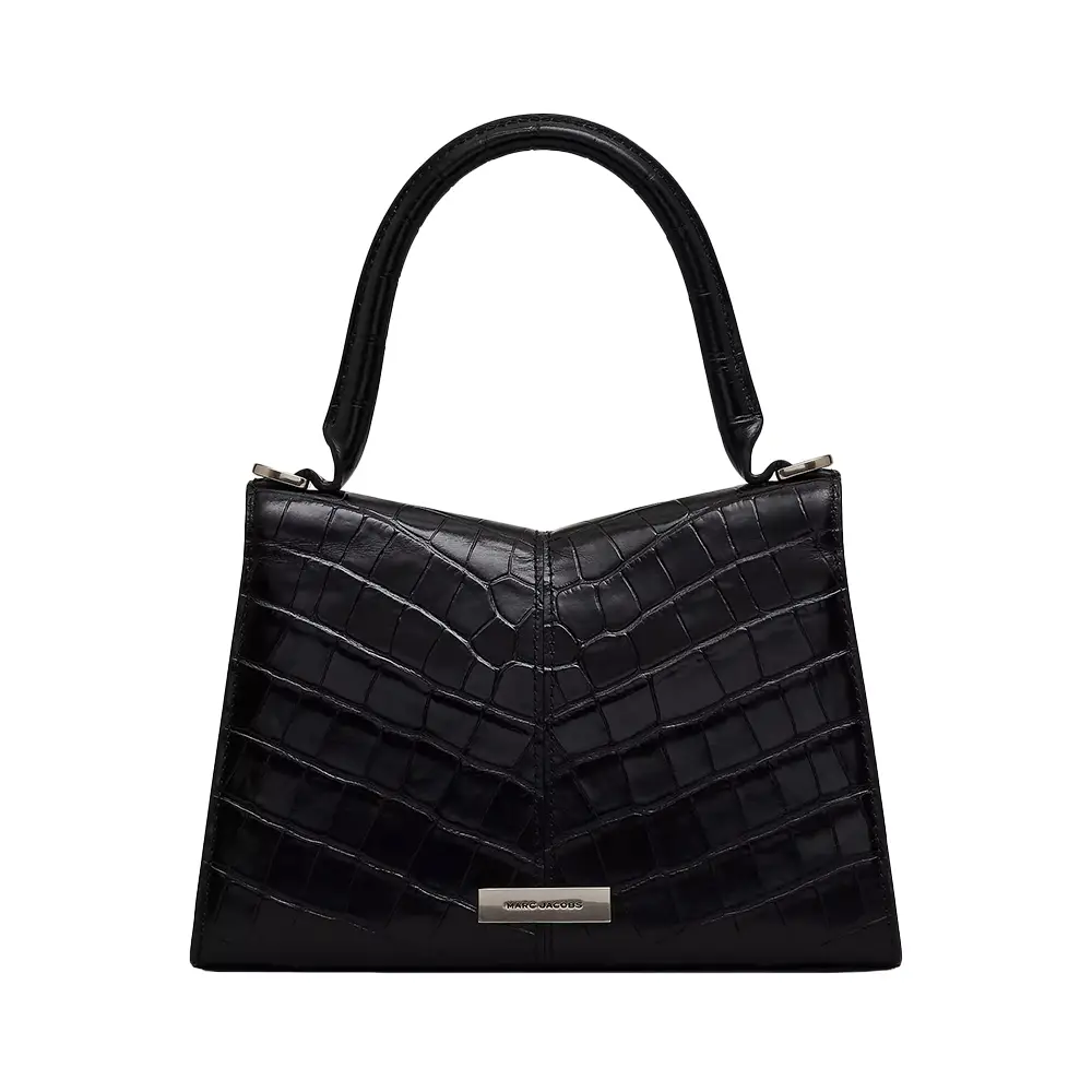 Marc Jacobs The St Marc Croco Embossed Top Handle Bag Black