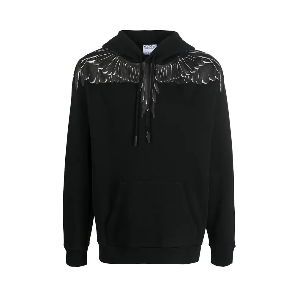 Marcelo Burlon Icon Wings Print Hoodie Dark Grey/Black