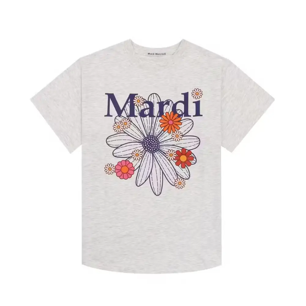 Mardi Mercredi Flower Blossom Oversized T-Shirt Navy White