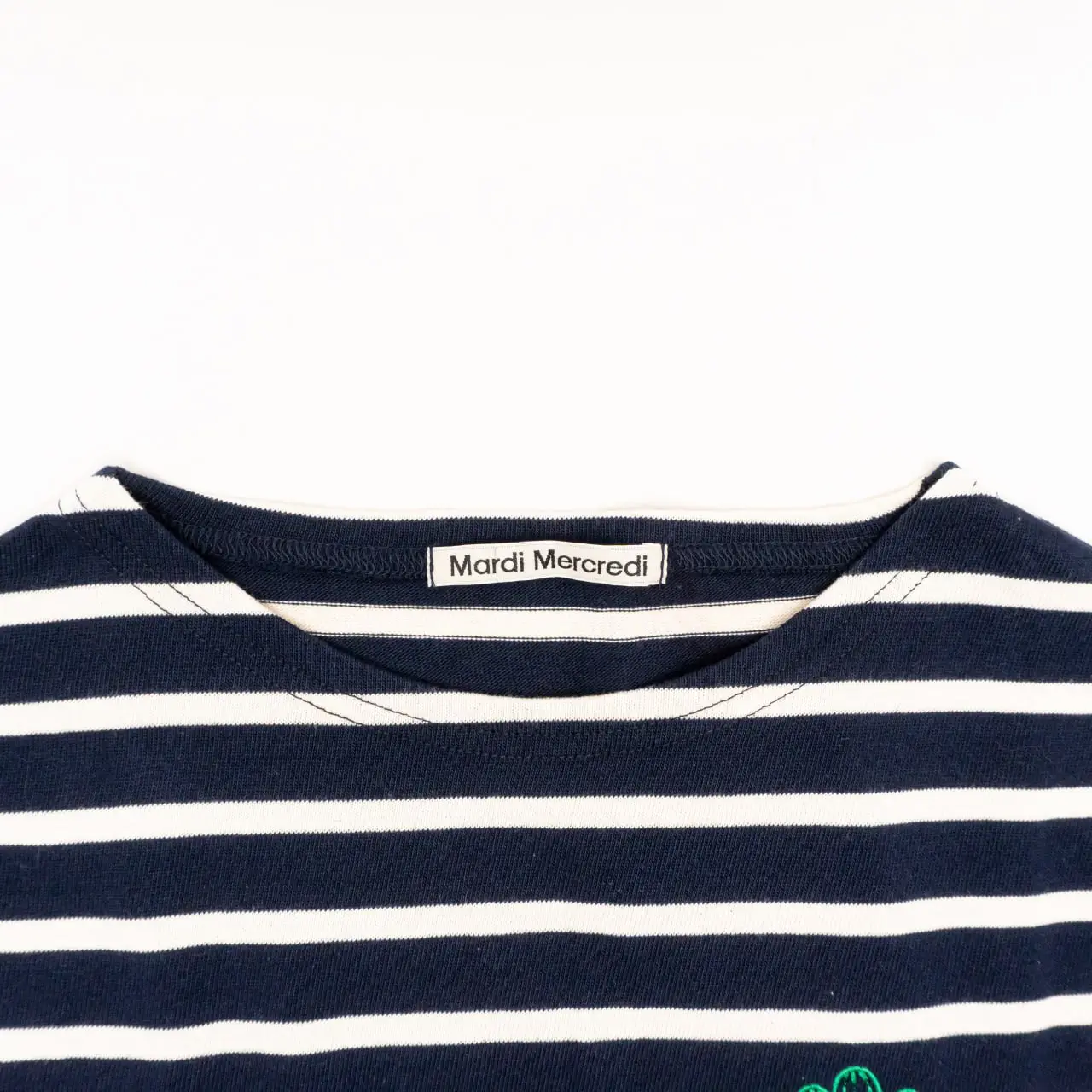 Mardi Mercredi Flower Long Sleeve Stripe T-Shirt Navy/Green – voilà.id