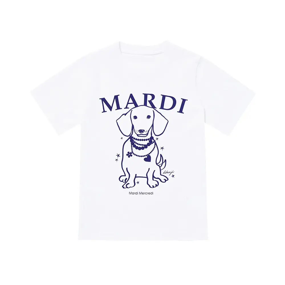 Mardi Mercredi Ddanji Pearl Necklace T-Shirt Ivory Navy