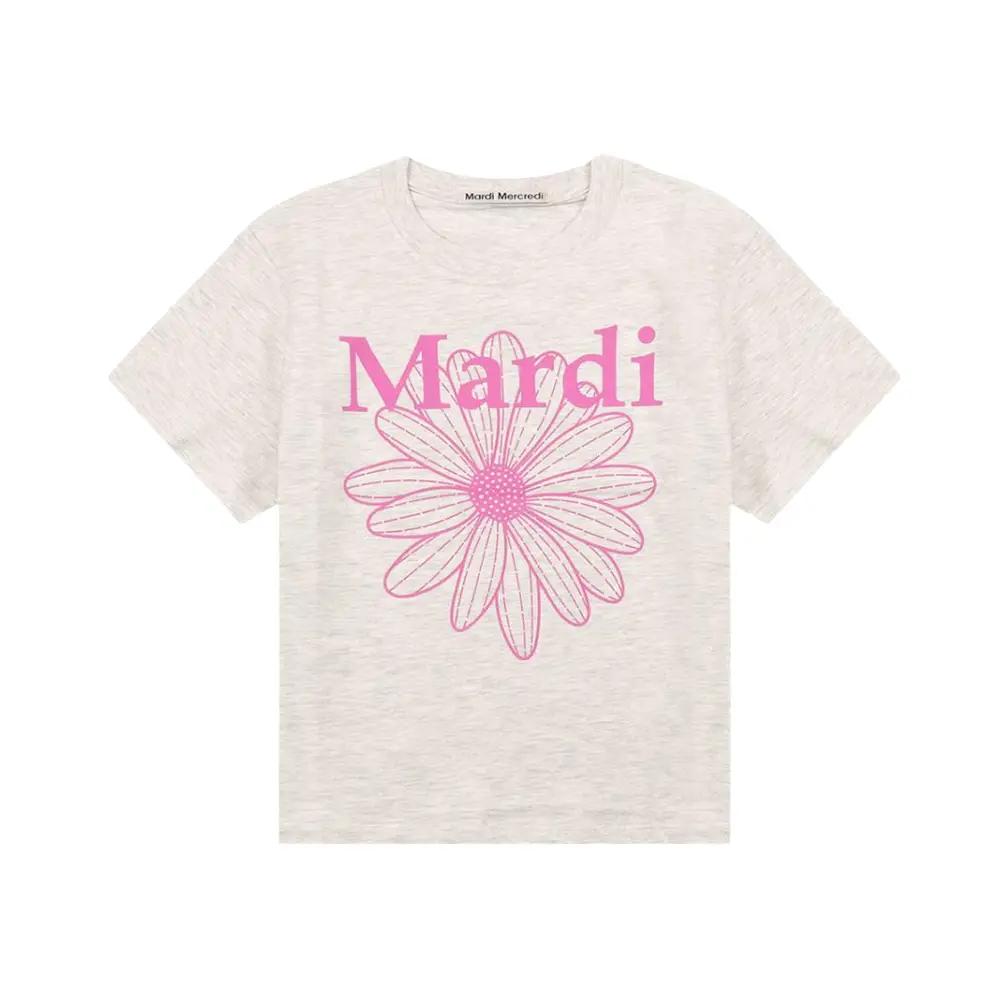 Mardi Mercredi Flower Slim T-Shirt Oatmeal Pink – voilà.id