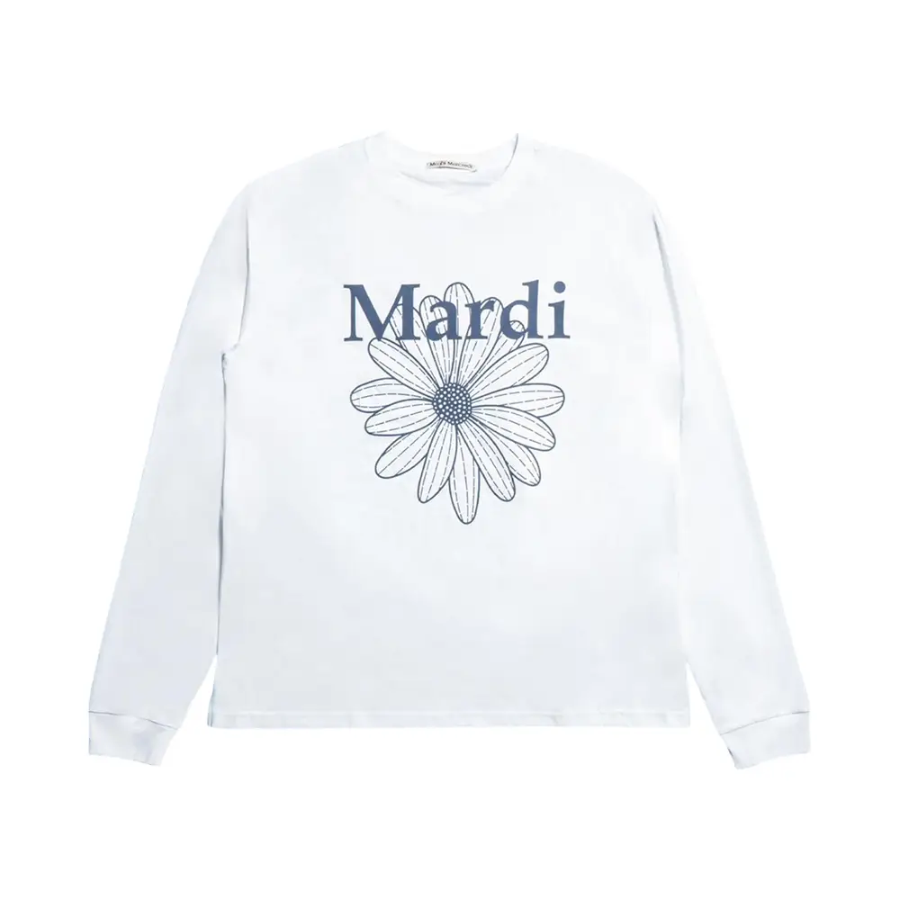 ●Mardi Mercredi●UNISEX LONG SLEEVE NO3. FLOWER MAN_WHITE Mardi Mercredi Flower Long Sleeve T-Shirt White Navy – voilà.id