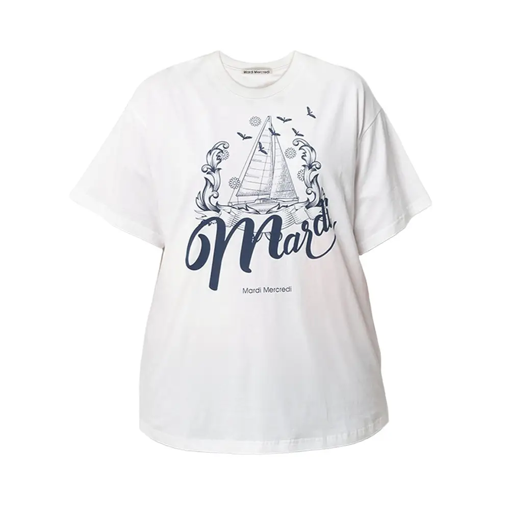 Mardi Mercredi Bon Voyage T-Shirt Ivory Navy – voilà.id