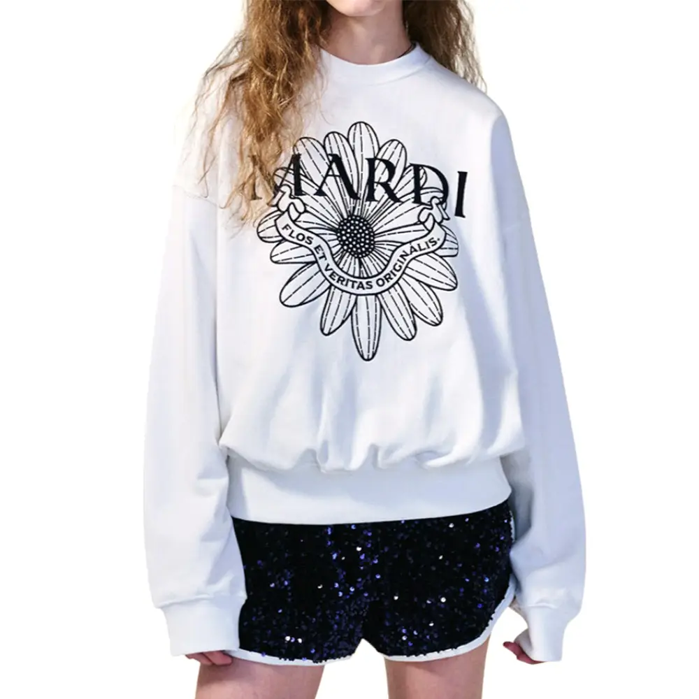 ●Mardi Mercredi●UNISEX SWEATSHIRT NEEDLEWORK_WHITE NAVY Mardi Mercredi Univ Sweatshirt Navy/Ivory – voilà.id
