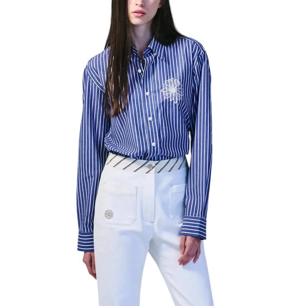 Mardi Mercredi Oxford Shirt Stripe Navy Ivory – voilà.id