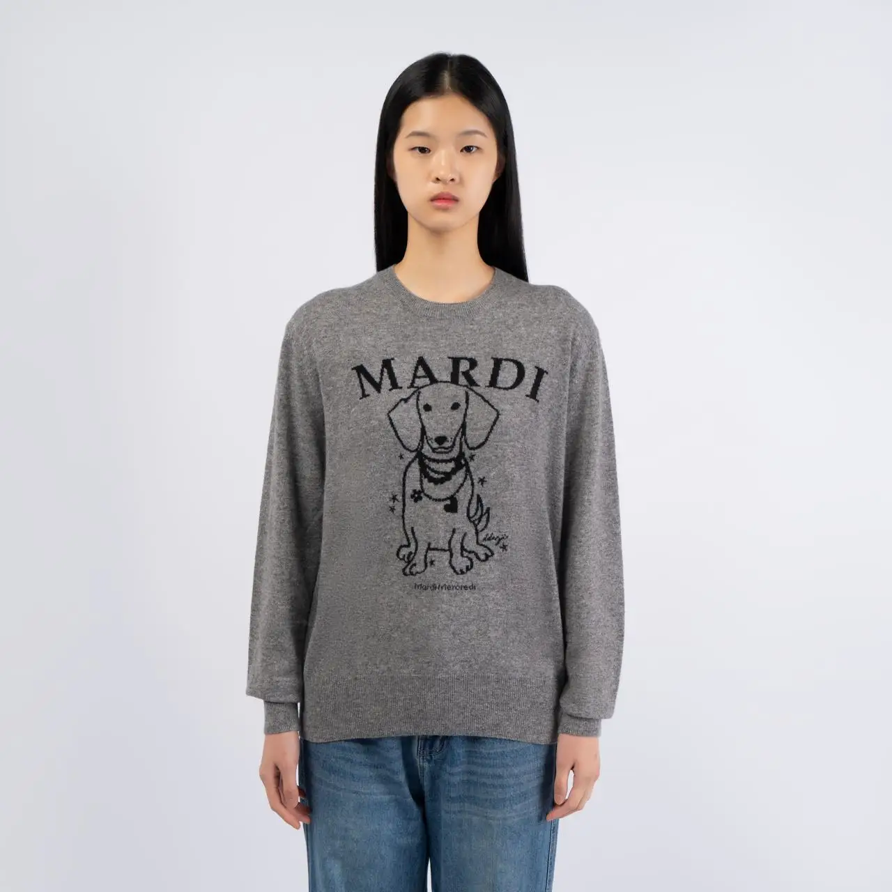 Mardi Mercredi Ddanji Pearl Necklace Cashmere Crewneck